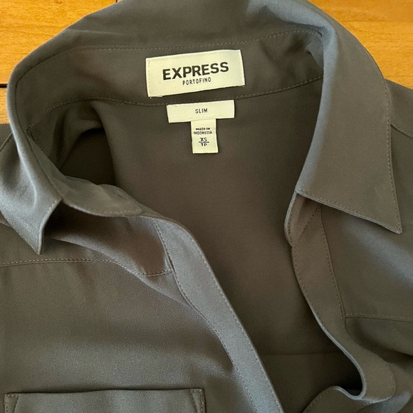 Express Slim Portofino Shirt. Size XS. Color Dark Grey. - Picture 3 of 5